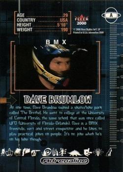 2000 Fleer Adrenaline - Autographs #A Dave Brumlow Back